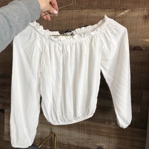 white off the shoulder brandy top OS